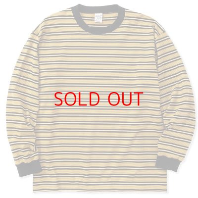 画像1: SALE 40%OFF CALEE  Drop shoulder narrow pitch border L/S cutsew