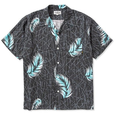 画像1: CALEE Allover feather pattern amunzen cloth S/S shirt