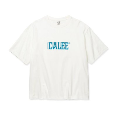 画像1: CALEE  DROP SHOULDER CALEE BLUR LOGO TEE