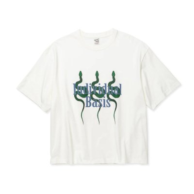 画像1: CALEE  DROP SHOULDER "INDIVIDUAL BASIS" SNAKE LOGO TEE