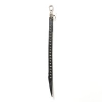 CALEE  STUDS & KNITTING LEATHER LONG KEY RING