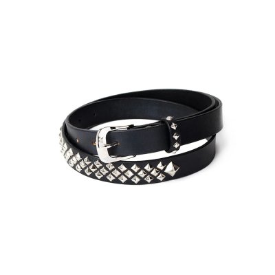 画像1: CALEE  STUDS LEATHER NARROW BELT