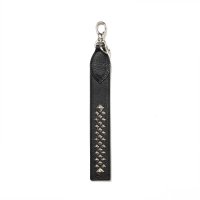 CALEE  STUDS LEATHER FLAT LONG KEY RING