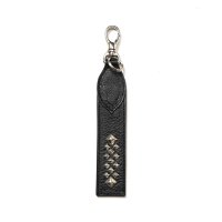 CALEE  STUDS LEATHER FLAT SHORT KEY RING