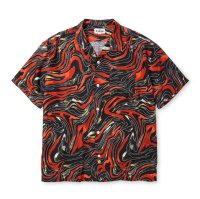 CALEE  CAMO PATTERN OPEN COLLAR SH