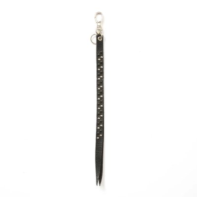 画像1: CALEE  ROUND & PYRAMID STUDS LEATHER LONG KEY RING
