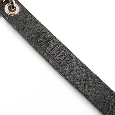 画像2: CALEE  ROUND & PYRAMID STUDS LEATHER LONG KEY RING