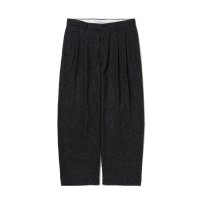 COOTIE  Silk Nep Herringbone 2 Tuck Wide Trousers