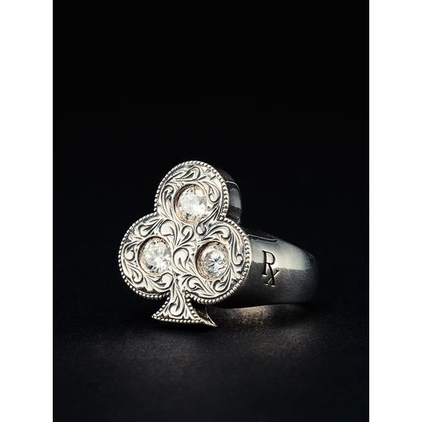 画像1: Antidote Buyers Club / Engraved Club Ring (With Stone) -Silver 950- (1)