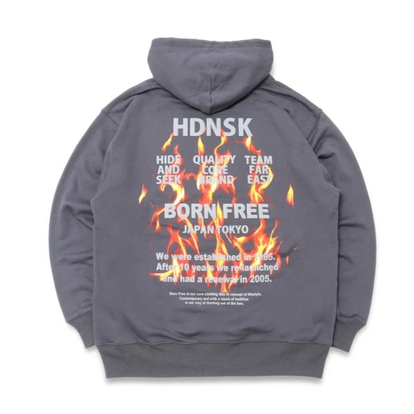 画像2: HIDE & SEEK  Flame Hooded Sweat Shirt (2)