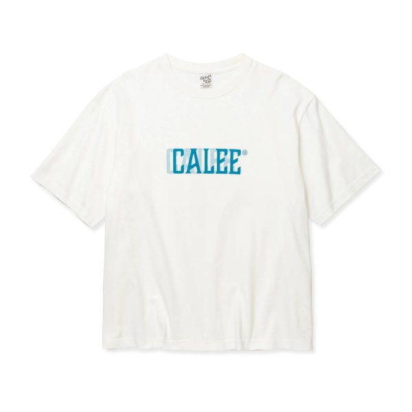 画像1: CALEE  DROP SHOULDER CALEE BLUR LOGO TEE (1)