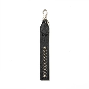 画像: CALEE  STUDS LEATHER FLAT LONG KEY RING