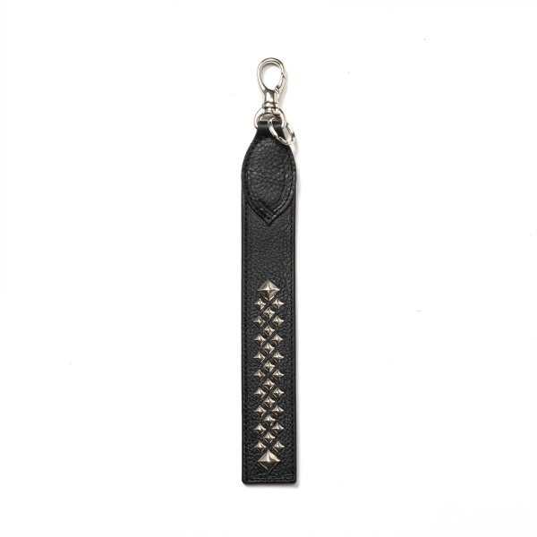 画像1: CALEE  STUDS LEATHER FLAT LONG KEY RING (1)