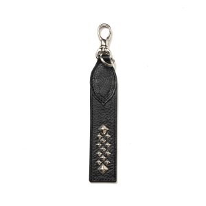 画像: CALEE  STUDS LEATHER FLAT SHORT KEY RING