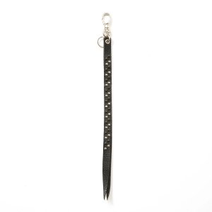 画像: CALEE  ROUND & PYRAMID STUDS LEATHER LONG KEY RING