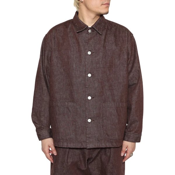 画像5: CALEE  VINTAGE REPRODUCT DENIM COVERALL ＜BROWN DENIM＞ (5)