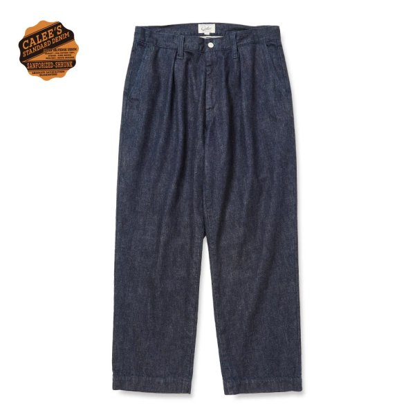 画像1: CALEE  VINTAGE REPRODUCT DENIM TUCK TROUSERS ＜INDIGO＞ (1)